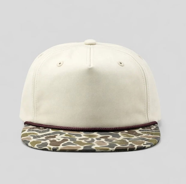Cream hat with camouflage brim