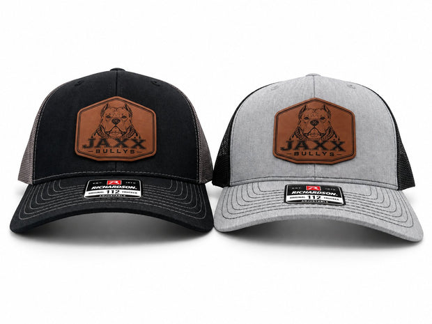 Black and gray Richardson hats with custom Jaxx Bullys patches