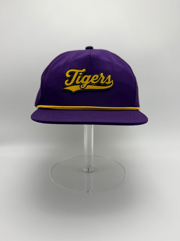 Purple hat with gold Tigers script patch